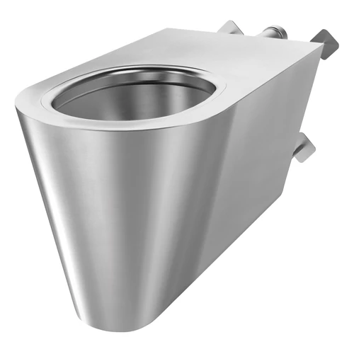 DELABIE vandálbiztos, rozsdamentes acél akadálymentes szervizfolyosós WC-csésze, 700mm kinyúlás, selyem, DEL160710