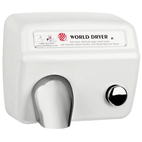 DA548-974 WORLD DRYER Model A nyomógombos, időzített kézszárító, acél, fehér, 2300 W, 20 mp, 73,8 dB