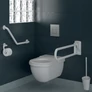 Kép 2/3 - Fehér DELABIE piperékkel és mozgássérült kapaszkodókkal felszerelt akadálymentes WC.