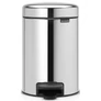 Kép 1/9 - Brabantia NewIcon pedálos hulladékgyűjtő szagmentesen záródó Soft-Close fedél, műanyag tartály, 3L - V méret, r.m. acél, fényes - 113147