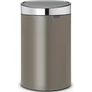 Kép 1/7 - Brabantia Touch Bin New Soft-Touch nyomófedeles hulladékgyűjtő belső tartállyal, ovális, 40L - L méret, acél, platinaszürke test, selyem fedő - 114885