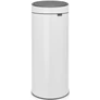 Kép 1/6 - Brabantia Touch Bin New Soft-Touch nyomófedeles hulladékgyűjtő belső tartállyal, kerek, 30L - G méret, acél, fehér - 115141