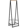 Kép 1/12 - Brabantia Linn Clothes Rack Small ruhatartó állvány, 606x1900x570mm kis méret, 2db állítható magasságú rácsos polc, bambusz rúd, acél váz, fekete - 118203
