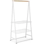 Kép 1/12 - Brabantia Linn Clothes Rack Large ruhatartó állvány, 995x1900x570mm nagy méret, 2db állítható magasságú rácsos polc, bambusz rúd, acél váz, fehér - 118265