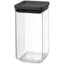 Kép 1/12 - Brabantia tárolóedény 1,6L, egymásra rakható, légmentes záródás, szögletes, sötétszürke, átlátszó műanyag tartály - 122385