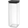 Kép 1/10 - Brabantia tárolóedény 2,5L, egymásra rakható, légmentes záródás, szögletes, sötétszürke, átlátszó műanyag tartály - 122408