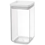 Kép 1/11 - Brabantia tárolóedény 1,6L, egymásra rakható, légmentes záródás, szögletes, világosszürke, átlátszó műanyag tartály - 122484