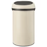 Kép 1/8 - Brabantia Touch Bin nyomófedeles hulladékgyűjtő XXL, 60L - H méret, világos bézs acél test, világos bézs fedő - 200762
