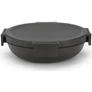 Kép 1/10 - Brabantia Make & Take Lunch Bowl ételhordozó tál, 1000 ml, szivárgás- és légmentes záródás, bepattintós (clip-on) zárómechanizmus, lapos - kerek forma, BPA mentes műanyag, sötétszürke - 206009