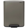 Kép 1/11 - Brabantia Bo Pedal Bin pedálos szelektív hulladékgyűjtő szagmentesen záródó Soft-Close fedél, műanyag tartály, 2x30L - O méret, acél, platinaszürke - 211546