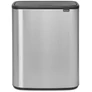 Kép 1/12 - Brabantia Bo Touch Bin nyomófedeles hulladékgyűjtő XXL, padlón álló, műanyag tartály, 2x30L - O méret, r.m. acél, selyem ujjlenyomatmentes - 221422