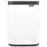 Kép 1/25 - Brabantia Bo Waste Bin hulladékgyűjtő felnyitható, Soft-Close fedéllel, fali/álló, műanyag tartály, 4L - A méret, acél, fehér - 222344