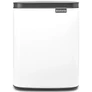 Kép 1/11 - Brabantia Bo Waste Bin hulladékgyűjtő felnyitható, Soft-Close fedéllel, fali/álló, műanyag tartály, 7L - B méret, acél, fehér - 222368