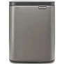 Kép 1/27 - Brabantia Bo Waste Bin hulladékgyűjtő felnyitható, Soft-Close fedéllel, fali/álló, műanyag tartály, 7L - B méret, acél, platinaszürke - 222924
