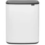 Kép 1/11 - Brabantia Bo Touch Bin nyomófedeles hulladékgyűjtő XXL, padlón álló, műanyag tartály, 60L - M méret, acél, fehér - 223006