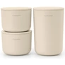 Kép 1/12 - Brabantia ReNew 3db-os kozmetikai rendszerező, tároló szett, halmozható 2db kicsi kehely és 1db pohár fedővel, műanyag, világos bézs - 223501