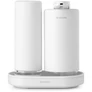 Kép 1/9 - Brabantia SinkStyle Soap Dispenser Set szappan- és mosogatószer-adagoló szett 2x200ml, csepptálcával, csepegésmentes, műanyag, acél, szikrázó fehér ásványi textúra - 227967