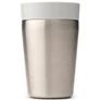 Kép 1/10 - Brabantia Make & Take Insulated Flask duplafalú termoszbögre 200 ml, hideg és meleg italok számára, szivárgásmentes, snap lid fedél, r.m. acél, világosszürke - 228742