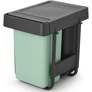 Kép 1/21 - Brabantia Sort &amp; Go Built in Bin beépített szemetes fix fedéllel, kihúzható, 2x15L - D méret, műanyag, sötétszürke és jáde zöld - 232503