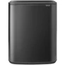 Kép 1/17 - Brabantia Bo Touch Bin nyomófedeles hulladékgyűjtő XXL, padlón álló, műanyag tartály, 60L - M méret, acél, magabiztos szürke - 233623