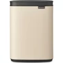 Kép 1/19 - Brabantia Bo Waste Bin hulladékgyűjtő felnyitható, Soft-Close fedéllel, fali/álló, műanyag tartály, 4L - A méret, acél, világos bézs - 234088