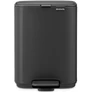 Kép 1/15 - Brabantia Bo Pedal Bin pedálos hulladékgyűjtő szagmentesen záródó Soft-Close fedél, karcsú, négyzetes forma, műanyag tartály, 4L - A méret, acél, határtalan szürke ásványi textúra - 237904