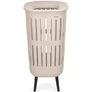 Kép 1/12 - Brabantia Collect-It Laundry Basket Hi magasított szennyestartó kosár lábakon, levehető Quick-Drop fedővel, 55L, szellőző test, újrahasznosított műanyag, világos bézs - 244742