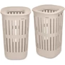 Kép 1/7 - Brabantia Collect-It Laundry Basket Set of 2, magasított szennyestartó kosár szett levehető Quick-Drop fedővel, 2db-os, 55L, szellőző test, újrahasznosított műanyag, világos bézs - 247866