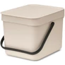 Kép 1/16 - Brabantia Sort & Go konyhai szemetes felnyitható fedéllel, fogantyúval, szelektív és komposzt gyűjtéséhez, 6L - S méret, világos bézs - 251702