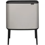 Kép 1/15 - Brabantia Bo Touch Bin nyomófedeles szelektív hulladékgyűjtő, magasított, lábakon álló, műanyag tartály, 11+23L - X+J méret, acél, hamvasszürke - 255007