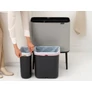 Kép 10/15 - Brabantia Bo Touch Bin nyomófedeles szelektív hulladékgyűjtő, magasított, lábakon álló, műanyag tartály, 11+23L - X+J méret, acél, hamvasszürke - 255007