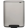 Kép 1/16 - Brabantia Bo Pedal Bin pedálos szelektív hulladékgyűjtő szagmentesen záródó Soft-Close fedél, műanyag tartály, 2x30L - O méret, acél, hamvasszürke - 255069