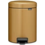 Kép 1/12 - Brabantia NewIcon pedálos hulladékgyűjtő szagmentesen záródó Soft-Close fedél, műanyag tartály, 5L - W méret, acél, meleg tónusú arany - 255120