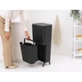 Kép 9/15 - Brabantia SortUp Recycle Bin Hi 2 szintes szelektív hulladékgyűjtő torony lábakon, felhajtható fedéllel, 10+10+25L- J méret, műanyag, sötétszürke - 275043