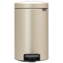 Kép 1/11 - Brabantia NewIcon pedálos hulladékgyűjtő szagmentesen záródó Soft-Close fedél, műanyag tartály, 12L - X méret, acél, aranyfényű - 304446