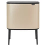 Kép 1/17 - Brabantia Bo Touch Bin nyomófedeles szelektív hulladékgyűjtő, magasított, lábakon álló, műanyag tartály, 11+23L - X+J méret, acél, aranyfényű - 304620