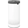 Kép 1/8 - Brabantia Laundry Bin szennyestartó szellőző nyílásokkal, tépőzáras, mosható szennyesgyűjtő zsák, henger forma, közepes méret 35L, műanyag fedő, acél, fehér - 304866
