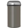 Kép 1/6 - Brabantia Touch Bin nyomófedeles hulladékgyűjtő XXL, 60L - H méret, platinaszürke acél test, selyem ujjlenyomatmentes fedő - 402463
