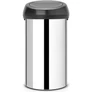 Kép 1/5 - Brabantia Touch Bin nyomófedeles hulladékgyűjtő XXL, 60L - H méret, fényes r.m. acél test, matt fekete fedő - 402586