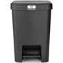 Kép 1/14 - Brabantia StepUp pedálos kuka hulladéktípus jelölő ablakkal, lecsapódásgátló fedél, 25L - J méret, 91% újrahasznosított műanyag, sötétszürke - 800269