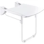 Kép 1/3 - DELABIE Comfort ülőfelületű felhajtható zuhanyülőke lábbal, 420x506mm, fehér r.m. acél vázon