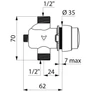 Kép 2/2 - DELABIE TEMPOSOFT 2 nyomógombos piszoár öblítőszelep, max. 7 mm vastag panelra, M1/2", 3mp
