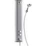 Kép 1/2 - DELABIE SECURITHERM forrázásgátlós dual tekerőfejes zuhanyfal fix fejjel, kézi zuhannyal H-M vízre, alumínium, hátsó bekötés