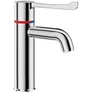 Kép 1/6 - DELABIE SECURITHERM forrázásgátlós álló mosdócsap szekvenciális karral, ívelt kifolyó, H-M víz, H=95mm