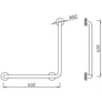 Kép 2/2 - Derékszögű mozgássérült kapaszkodó 600*600 mm, 90°-ban hajlított, fehér acél