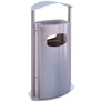 Kép 1/3 - Álló vandálbiztos kültéri hamuzó 3L sík perforált hamutartóval, 40L hulladékgyűjtő zsáktartóval, fedeles, hengeres, r.m. acél, selyem