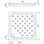 Kép 2/2 - Vandálbiztos zuhanytálca 70x70 cm-es, 60 mm mély, r.m. acél, selyem, 1,2 mm falvastagság