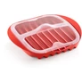 Kép 1/9 - Lékué Microwave Bacon Cooker baconsütő tálca mikrohullámú sütőbe, 6 szelet baconhoz, zsiradékelvezető bordák, műanyag, piros - 881725