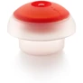 Kép 1/6 - Lékué Microwave Ovo Egg Cooker szilikon tojásfőző forma mikrohullámú sütőbe, 1db tojáshoz - 0,1L kapacitás, hengeres forma, áttetsző test, piros fedő - 882784