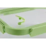 Kép 3/6 - Lékué Glass Container Rectangular hőálló üveg ételtároló doboz szivárgásmentes és gőzszelepes üvegfedővel, téglalap, 370ml, dátumjelölő, halmozható, áttetsző/zöld - 883866